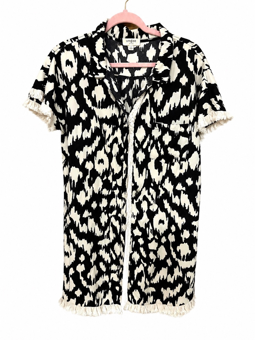 Umgee Black and Cream Animal Print Dress